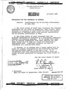 Justification for US Military Intervention in Cuba (Operation Northwoods)