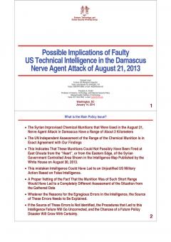 Possible Implications of Faulty US Technical Intelligence in the Damascus Nerve Agent Attack of August 21, 2013