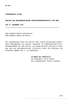 Bericht der Parlamentarischen Untersuchungskommission zur besonderen Klärung von Vorkommnissen von grosser Tragweite im Eidgenössischen Militärdepartment